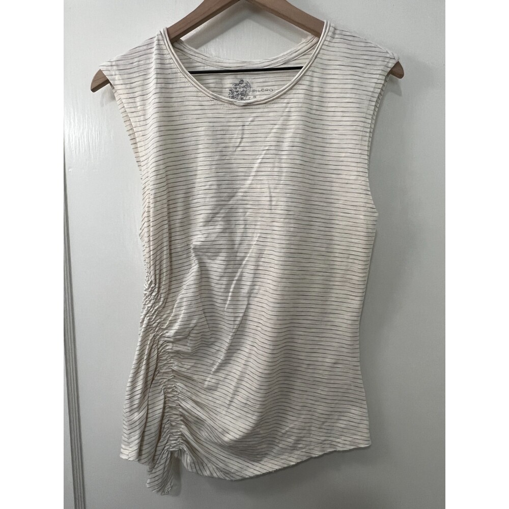 Anthropologie Pilcro Women's Cream Gray Stripe Sleeveless Tank Top Size XS